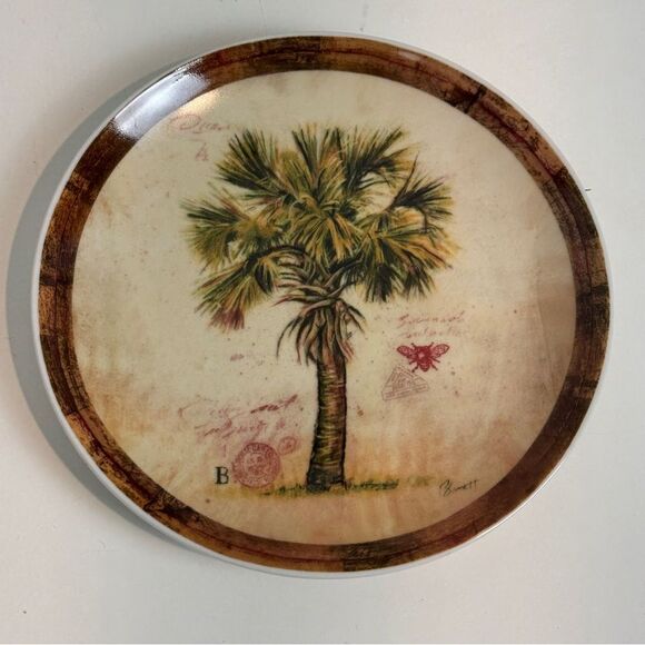 2 Cape Craftsman Chad Barrett Art in Motion Palm Tree Plates 2007 - Picture 3 of 6